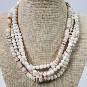 South Sun Genuine Shell Multi Strand Statement Necklace 18 Inch